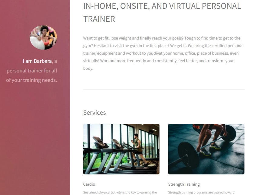 Barbara Fitness Training Website